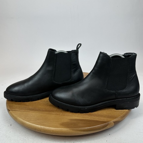 Womens Steve Madden Leopold Black Leather Chelsea Ankle Booties Size 9.5 M GUC - Picture 2 of 10